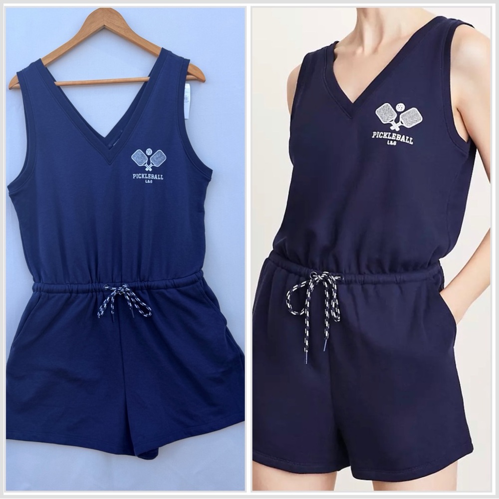 Loft- Lou & Grey NWT Pickleball Cozy Cotton V-Neck Romper Size Medium